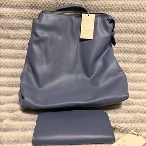 A New Day Women's Slate Blue Backpack and Wallet Set